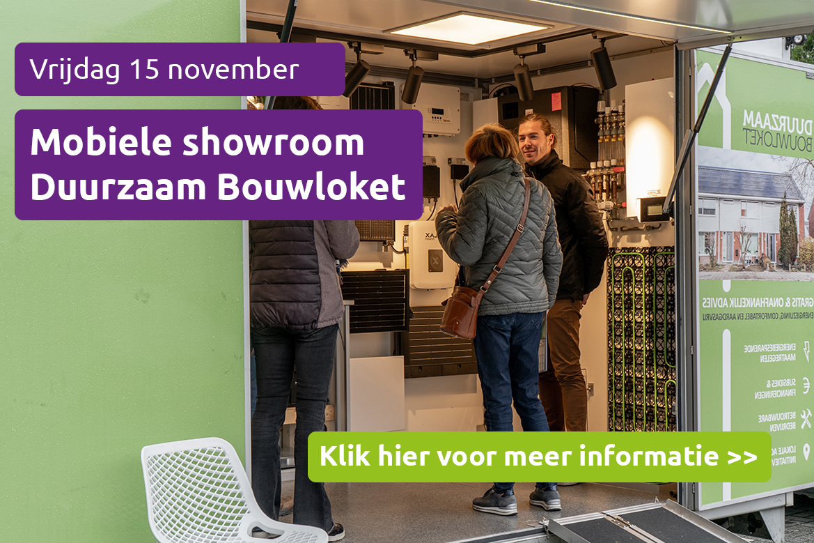 Button naar de informatie over de mobiele showroom van Duurzaam Bouwloket op vrijdag 15 november